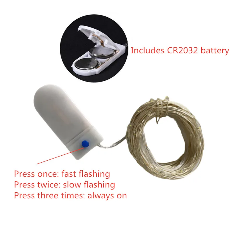 LED Fairy Lights Battery Powered 3 Modes Copper Wire Garland Light String For Bedroom Birthday DIY Gift Wedding Party Decoration