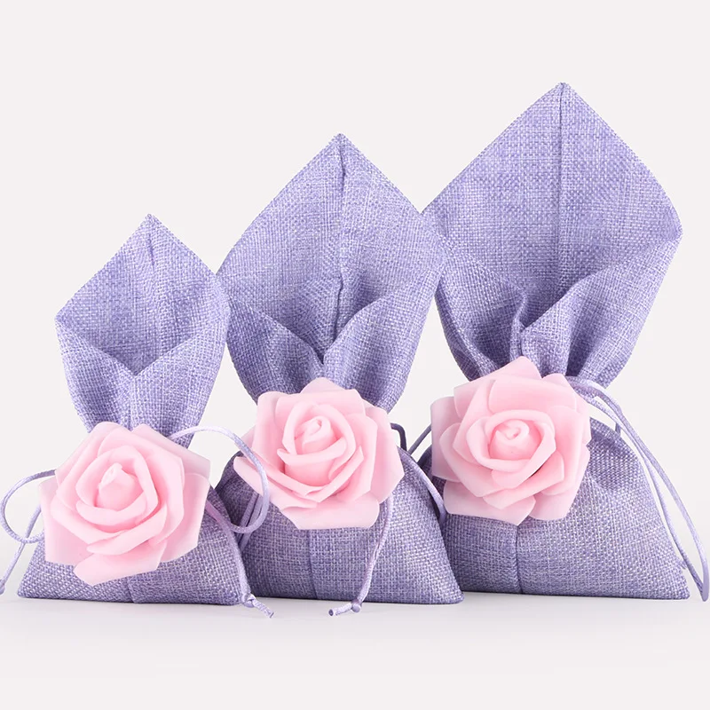 

15/25/50pcs Blue/Pink Chinese Linen Candy Bags Wedding Birthday Party Favor Gift Pouch Chocolate Little Present Bundle Pocket