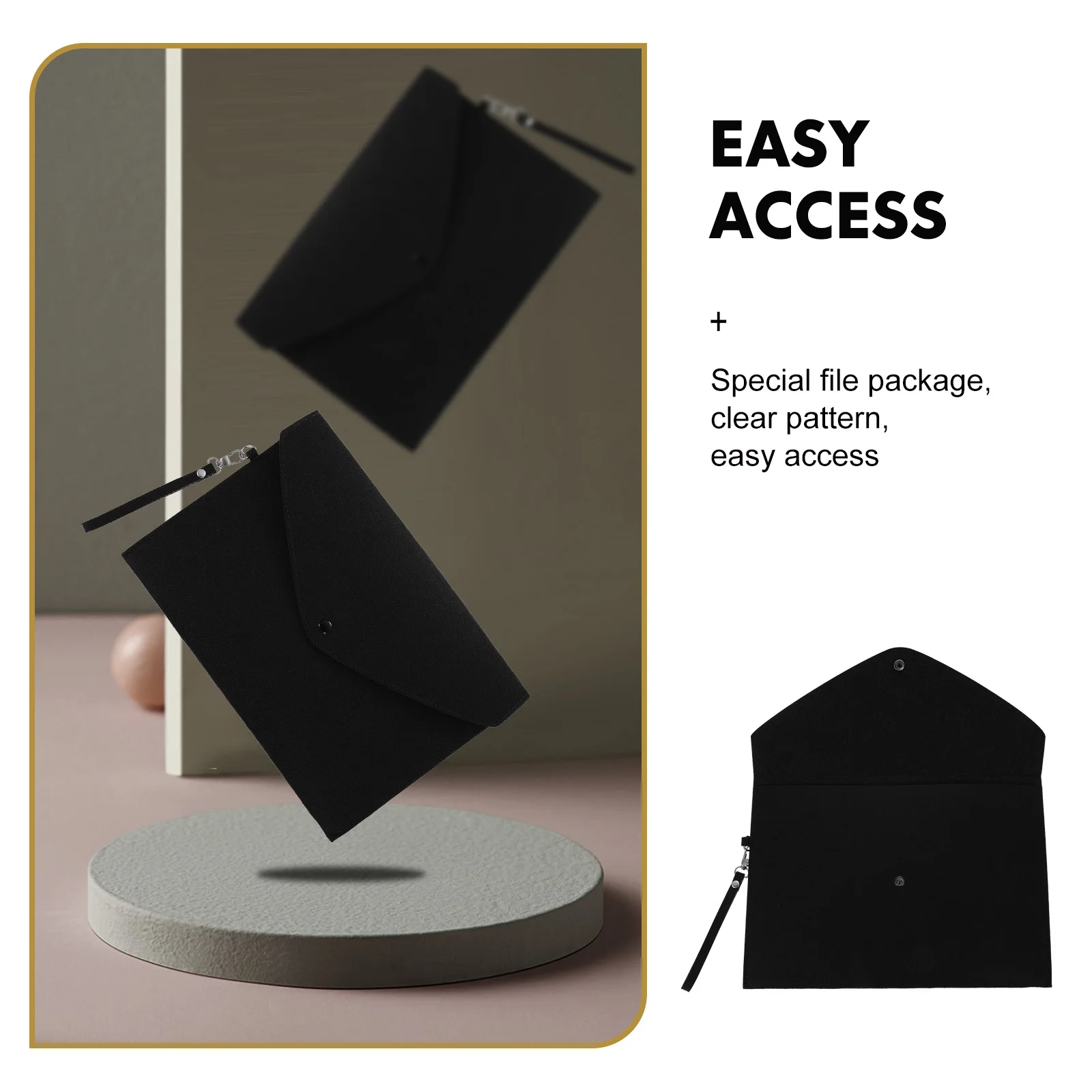 

Press Stud Document Pouch A4 Felt File Folder Waterproof Business Card Holder Secure Clasp For Office School Folders For