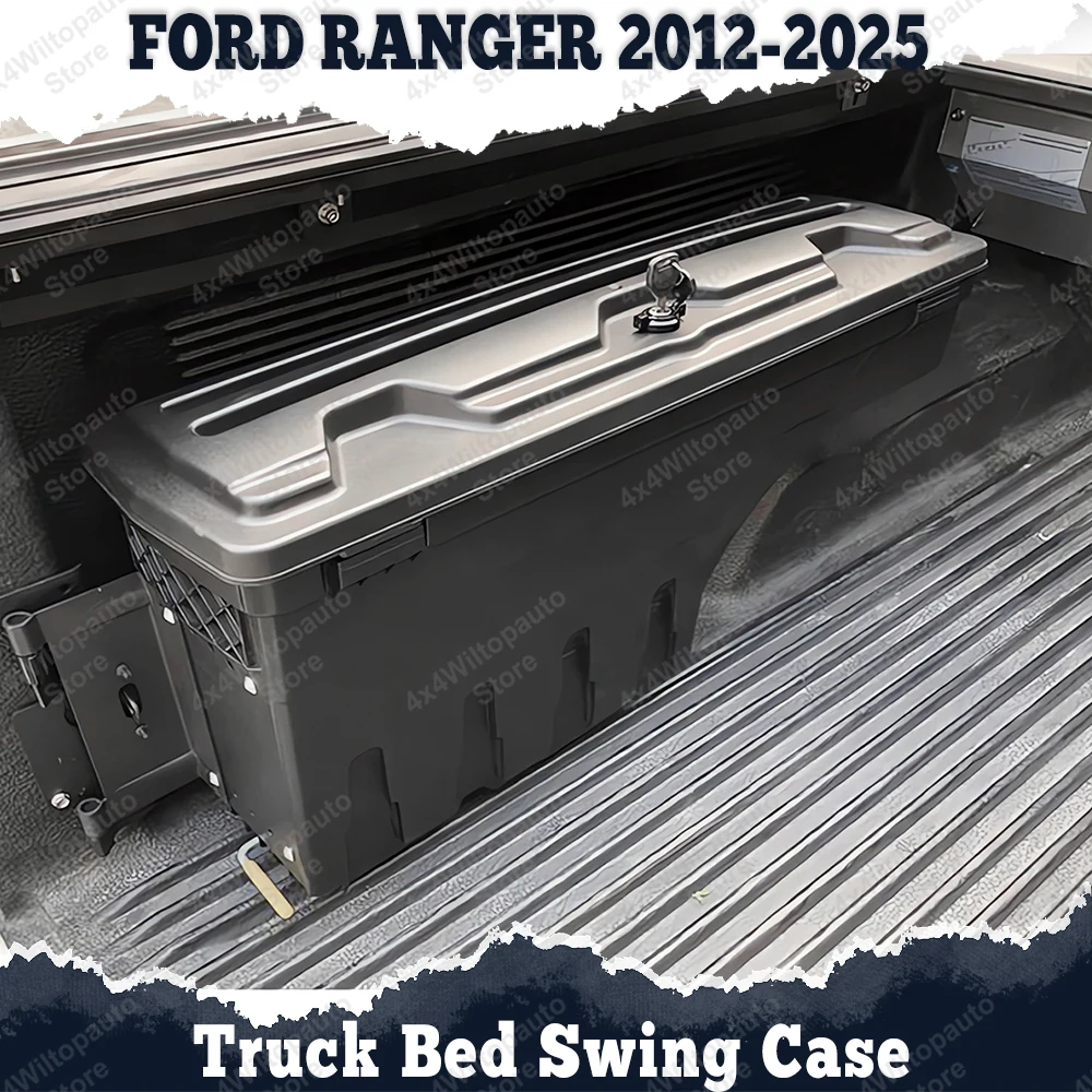 Caja de herramientas basculante para caja de camioneta Ford Ranger 2012-2025 Wildtrak XLS XL XLT Raptor, caja de almacenamiento lateral, accesorios de carga 4x4