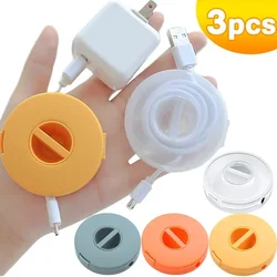 3-1pcs Portable Charger Cord Holder Round Storage Cable Winder Retractable Cable Management Flexible USB Wire Cord Reel