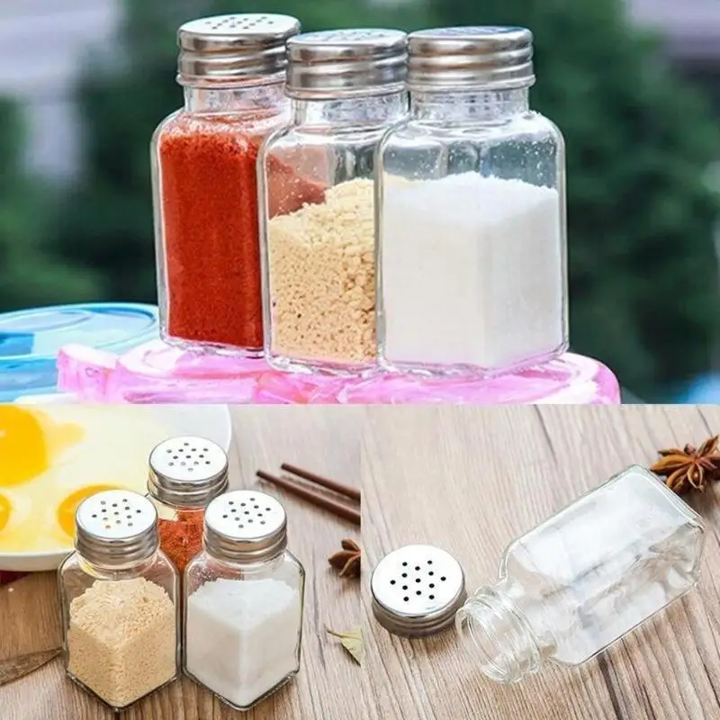 Transparent Seasoning Bottle with Storage Tray for Outdoor Barbecue Pepper Sprinkling Jar Kitchen Storage Bottle