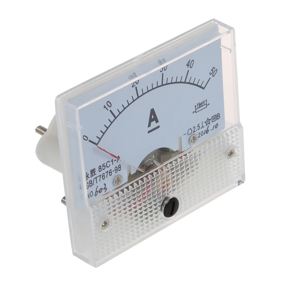 85C1 DC 0-50A Rectangle Analog Panel Ammeter Gauge