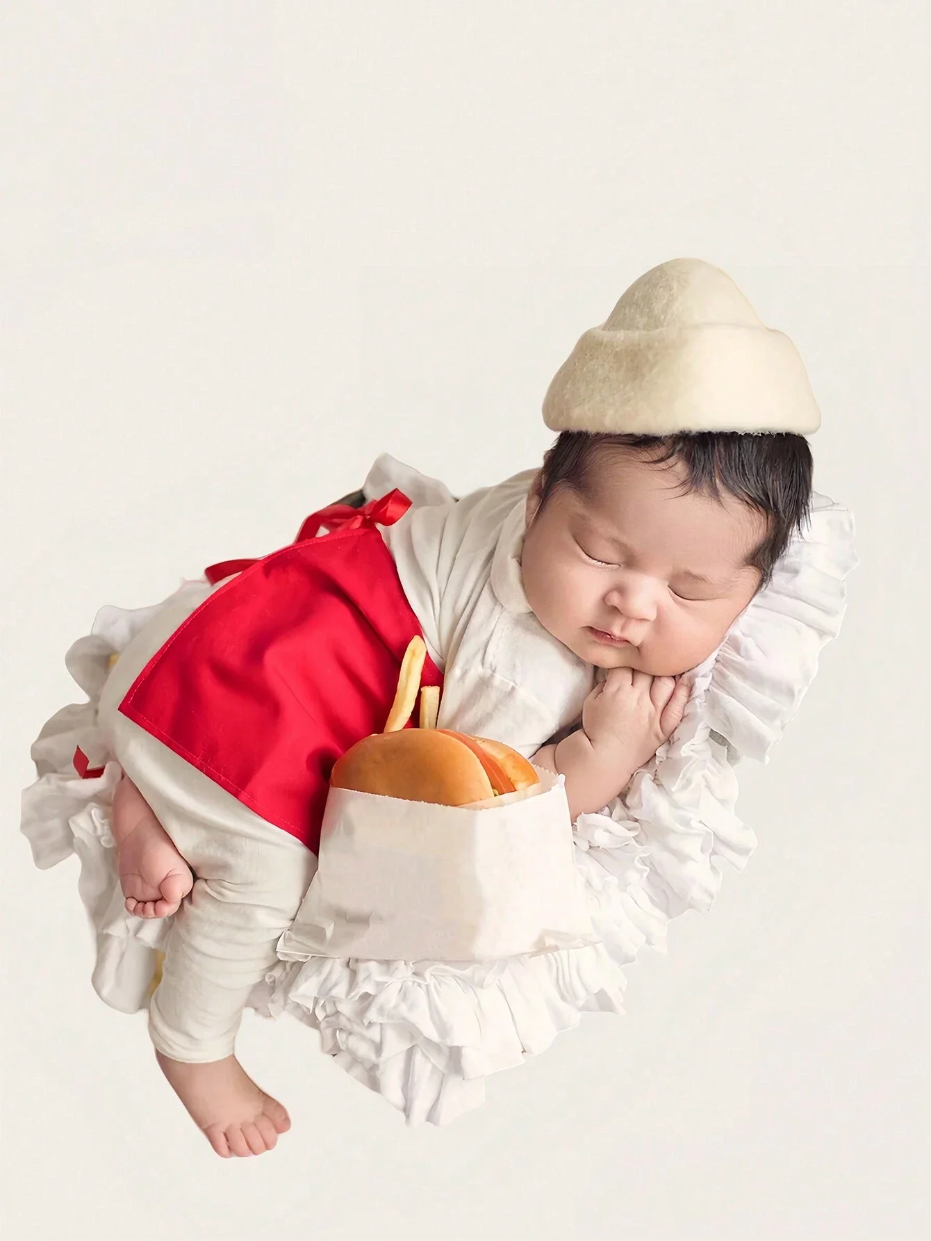 4pcs Newborn Photography Outfit Baby Cotton Chef And Apron Set For Photo Shooting Baby Boy Girl 1 Month 100 Days Photo Props