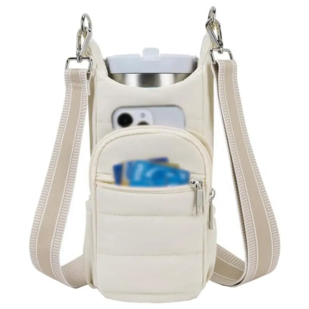Waterproof Women Water Bottle Bag Quilted Crossbody Water Bottle Bag for Women with Pockets Soft Padded for Outdoor for Camping