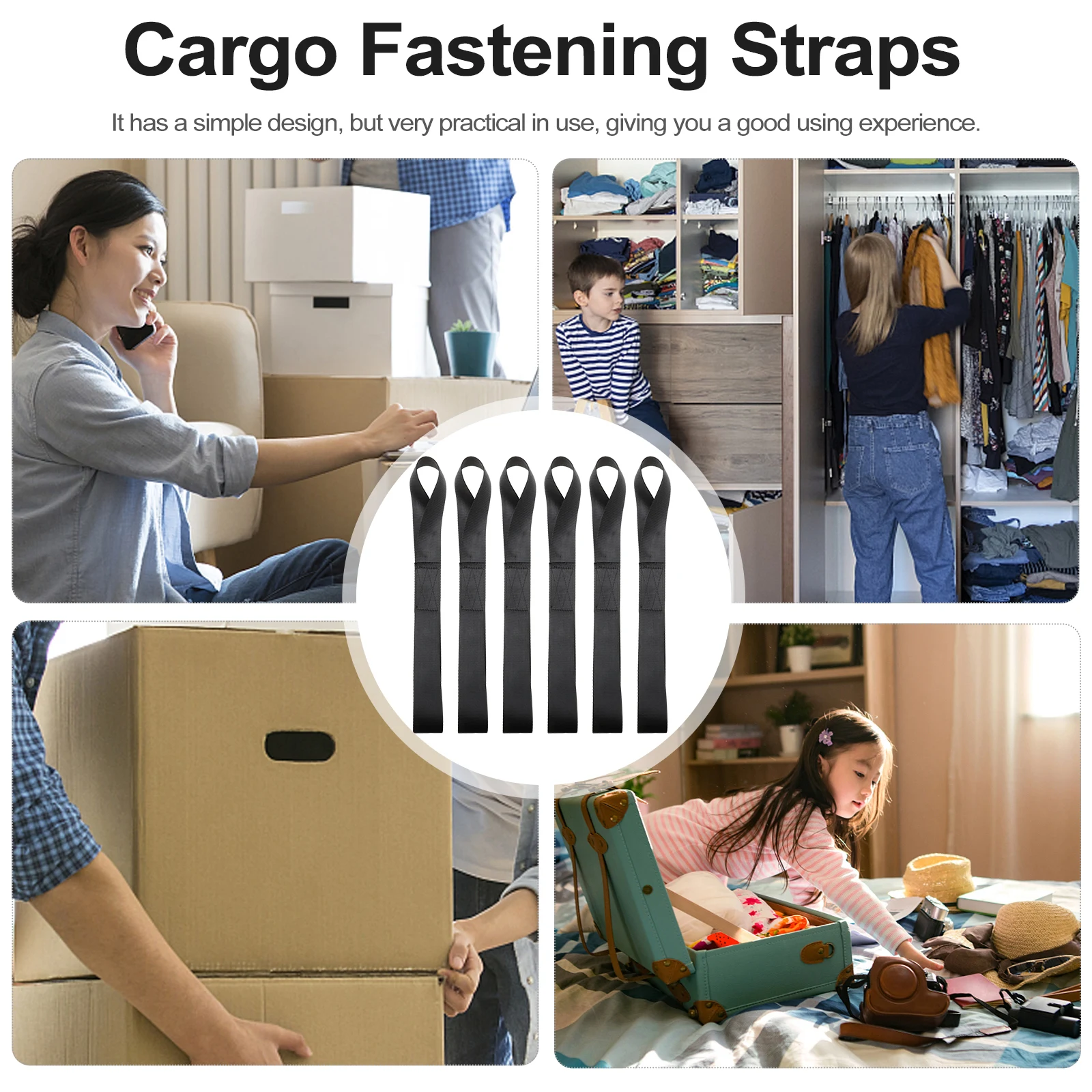

6pcs Cargo Lashing Straps Heavy Duty Fastening Belt Luggage Binding Straps For Securing Large Items Durable Lightweight Fixing