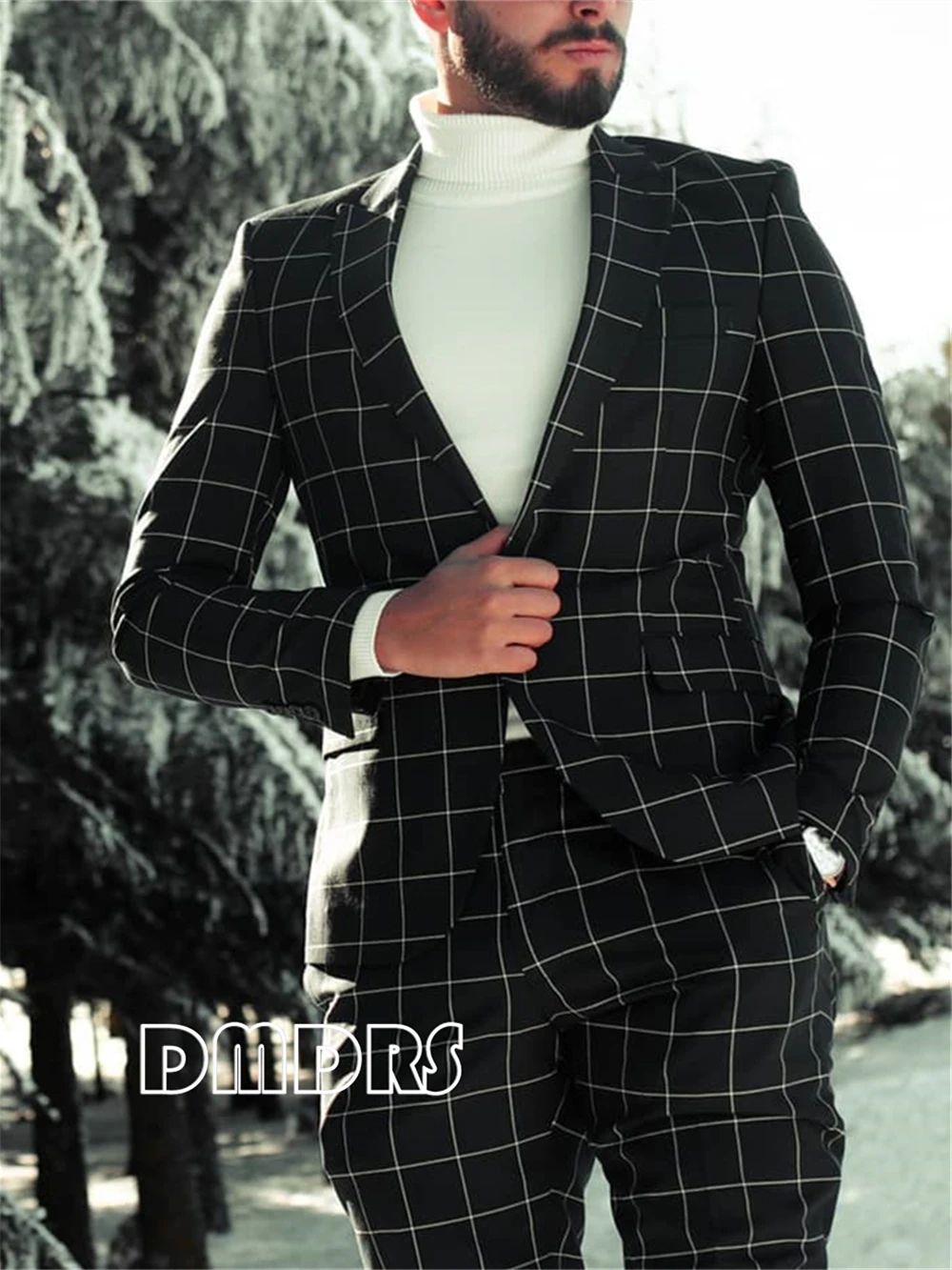 

Italian Designer Checkered Suit Set for Men, 2-Piece Tuxedo Blazer Dress Pants Plaid Formal Suit Sets XXS-7XL Business Suits