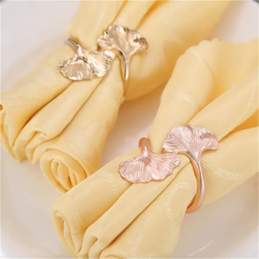 1Pc Gold/Sliver Leaf Napkin Rings Fall Metal Napkin Holder for Christmas Thanksgiving Festival Wedding Dinnig Table Decoration