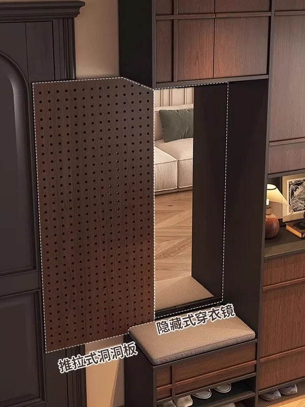 

Medieval style shoe cabinet hanging clothes integrated entrance large-capacity locker