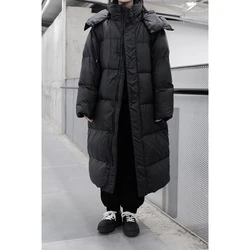 UMI MAO Yamamoto Dark 90 White Duck Down Jacket Ultra Thick Warm Down Coat Large Quilt Long Hooded Coat Femme Y2K