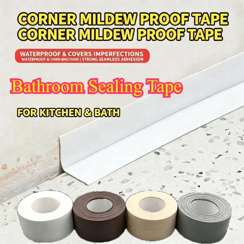 Bathroom Sealing Tape Caulk Tape Self Adhesive Waterproof Toilet Sealing Tape Strip PVC Oil-Proof Kitchen Sink Edge Wall Sticker