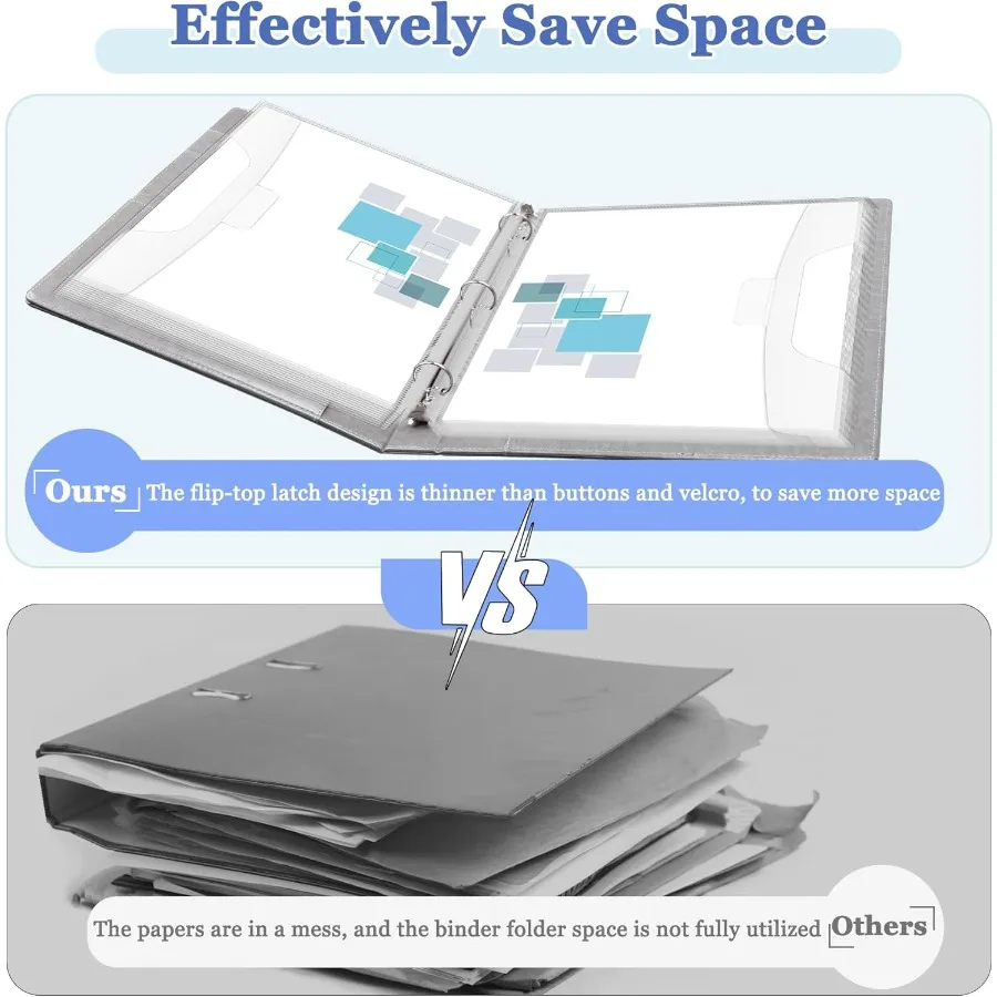 15 Pack Binder Pockets for 3 Ring Binder Organization Heavyweight Plastic Folder with SpaceSaving Closure Side Loading Letter S