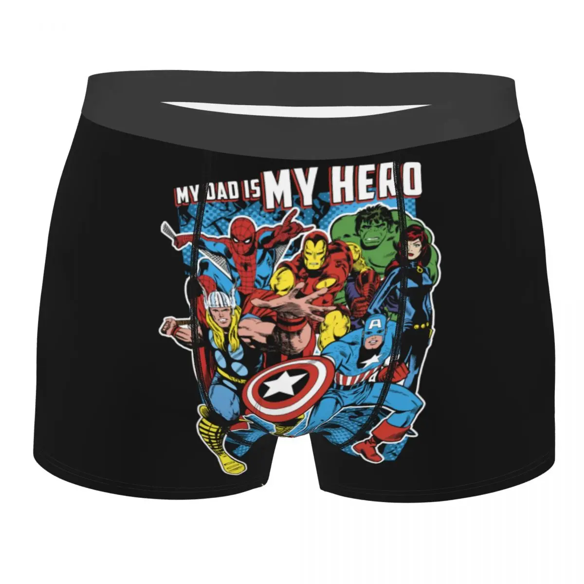 Custom Hulk Avengers Hero Dad Underwear Men Stretch Boxer Briefs Shorts Panties Soft Underpants For Homme