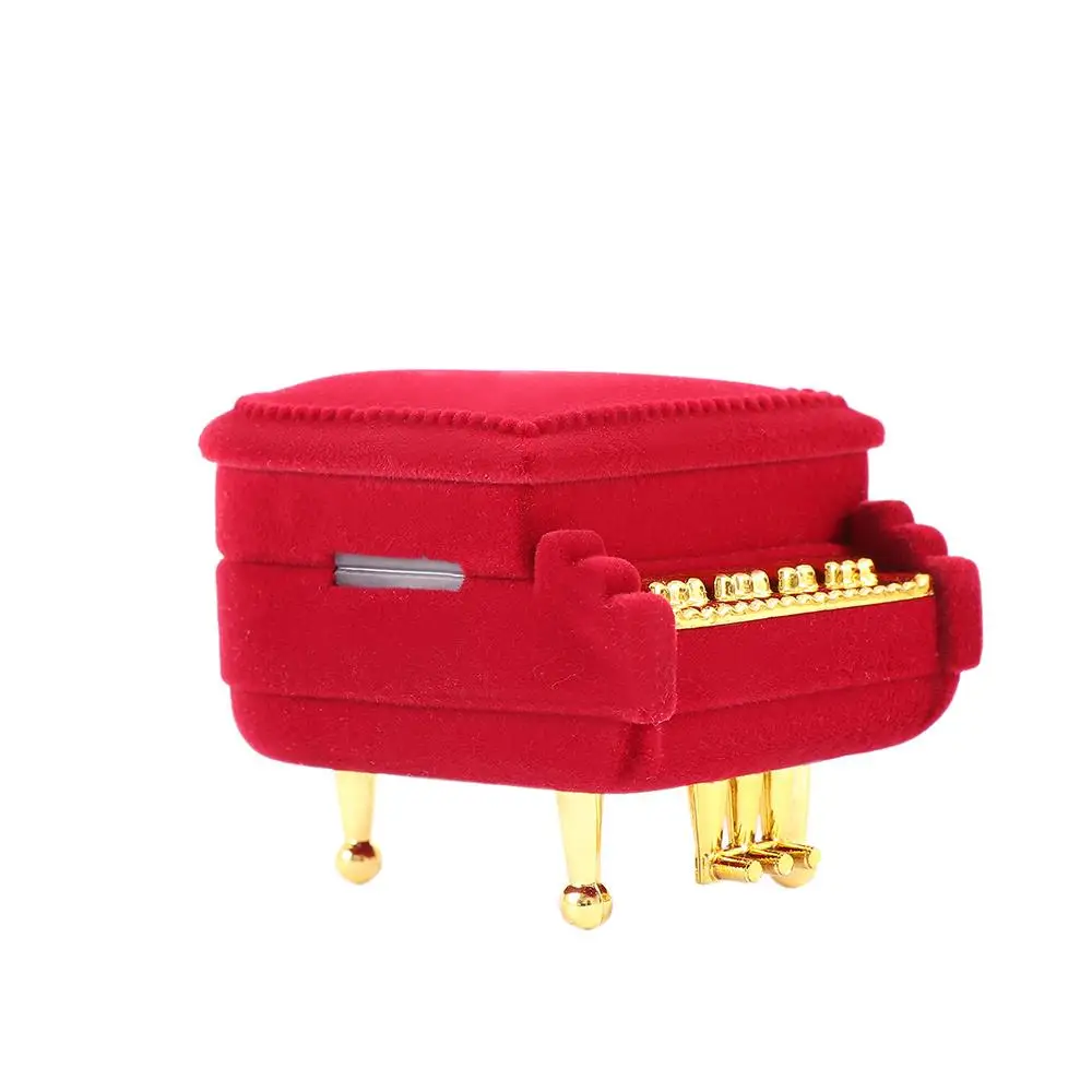 

Шкатулка для хранения обручальных серег и подвесок, бархатная шкатулка для колец в форме пианино, подарочный футляр