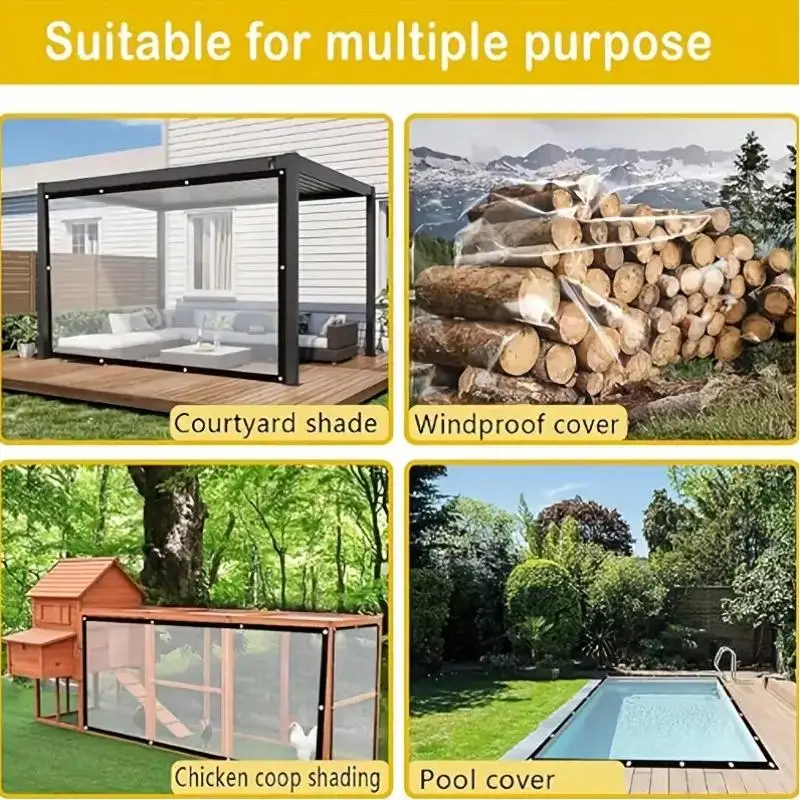 غطاء مطر للفناء الخارجي، حافة بولي إيثيلين 2 × 3 متر مع حلقات، مقاومة للرياح ومقاومة للماء