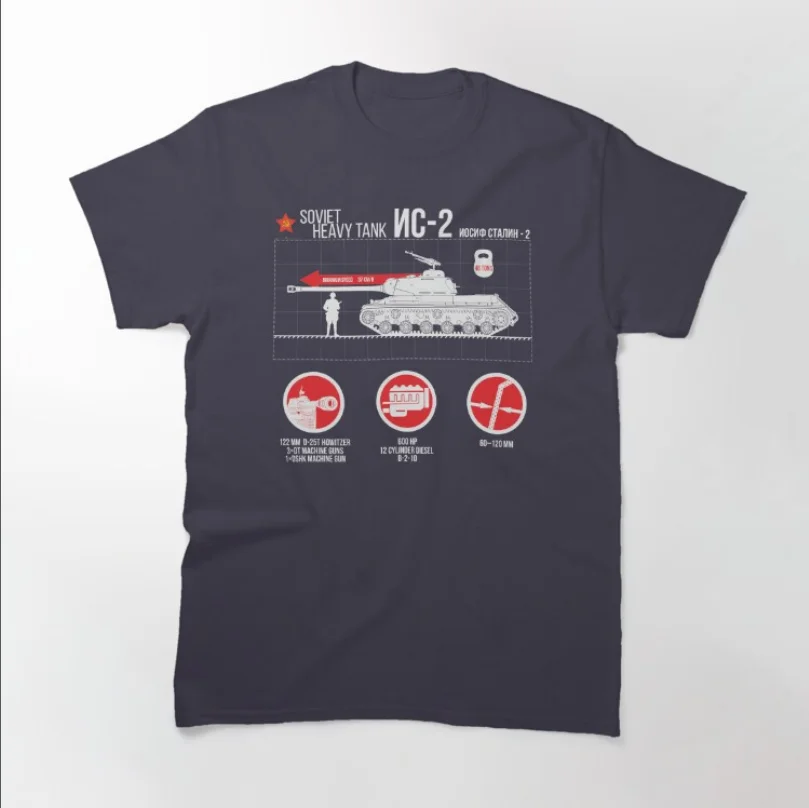 WWII Soviet IS-2 Heavy Tank Infographic New T-Shirt 100% Cotton O-Neck Summer Short Sleeve Casual Mens T-shirt Size S-3XL