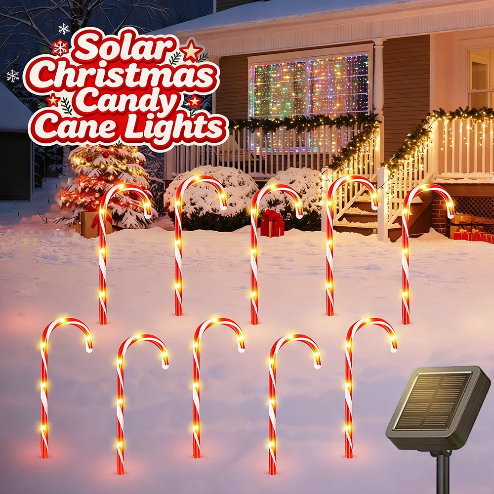 led-ソーラークリスマスケーンライト新年ホリデーフェストゥーン屋外ガーランドガーデンデコレーションフェアリーランプ防水ストリングライト