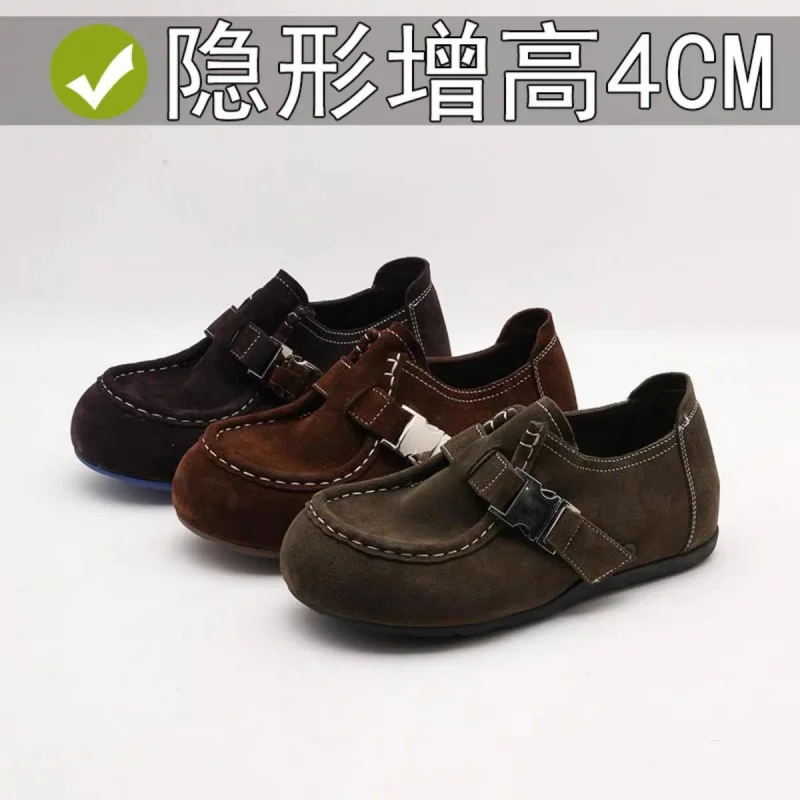 

2025 Autumn Women's Height Increase Shoes Lazy Luxury Style Handcrafted Round Toe Slip-On Extremely Comfortable Casual