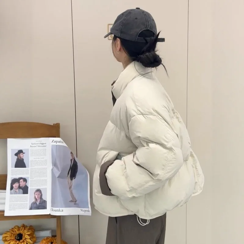 

Модная зимняя теплая куртка, женское короткое пальто, однотонная одежда для отдыха, женская верхняя одежда на молнии с длинными рукавами, куртка-пуховик