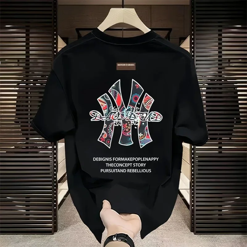 Luxury high-end pattern printing 100% cotton men's T-shirt summer casual fashion T-shirt trendy brand high quality short sleeve - Image 2