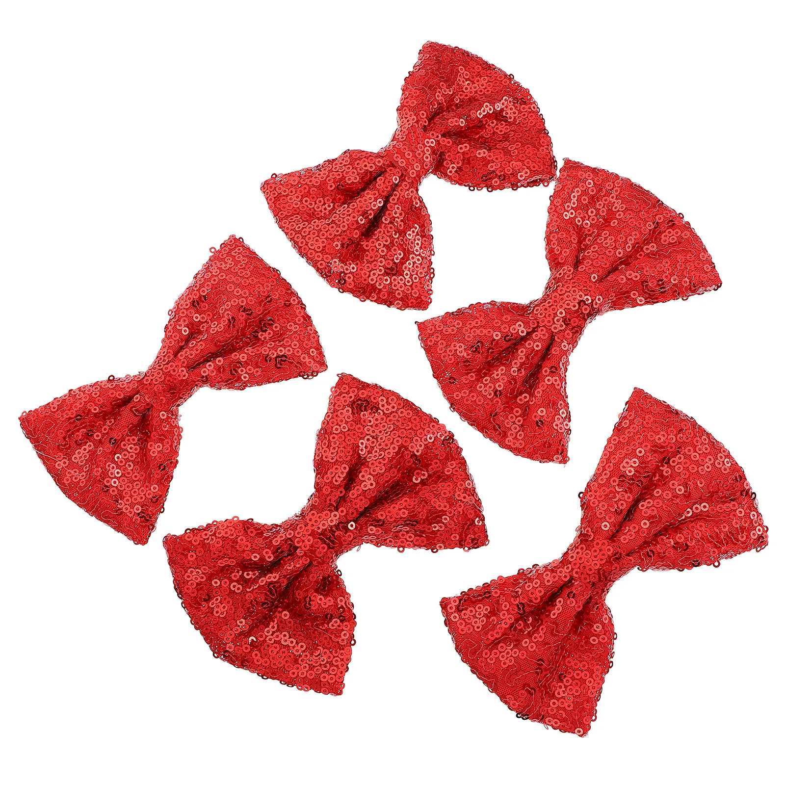 

Набор из 5 заколок для волос с бантом, пайетками и вышивкой, рождественские заколки-держатели для волос, аксессуары для девочек на каждый день и для вечеринок