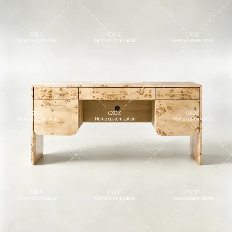 Solid Wood Desk Modern Simple Writing Table with Multi Drawers High End Storage Computer Desk for Home Office Study