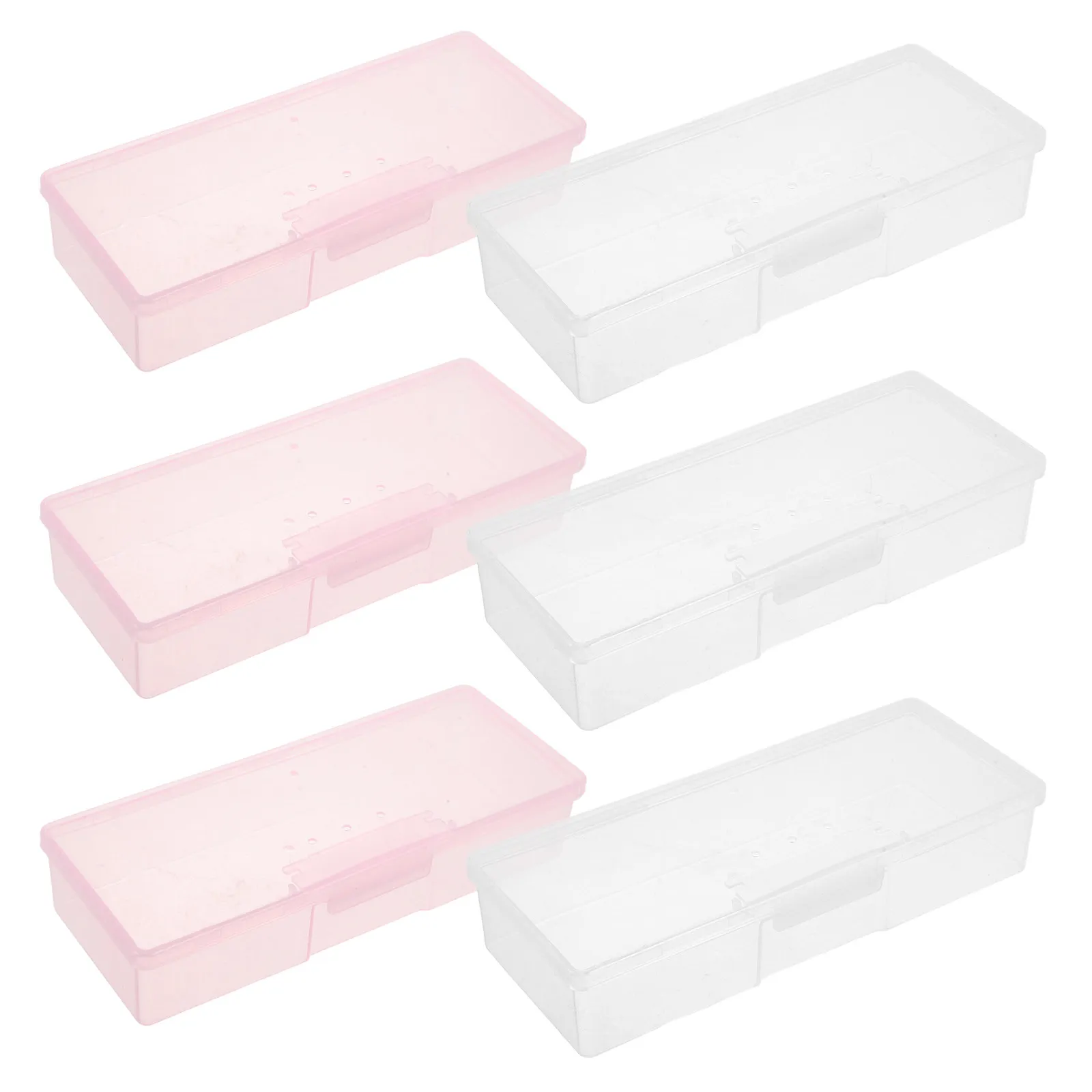 6個入り透明ネイルアート収納ボックス-高透明プラスチックオーガナイザーケース-防塵防湿ネイル用品オーガナイザー