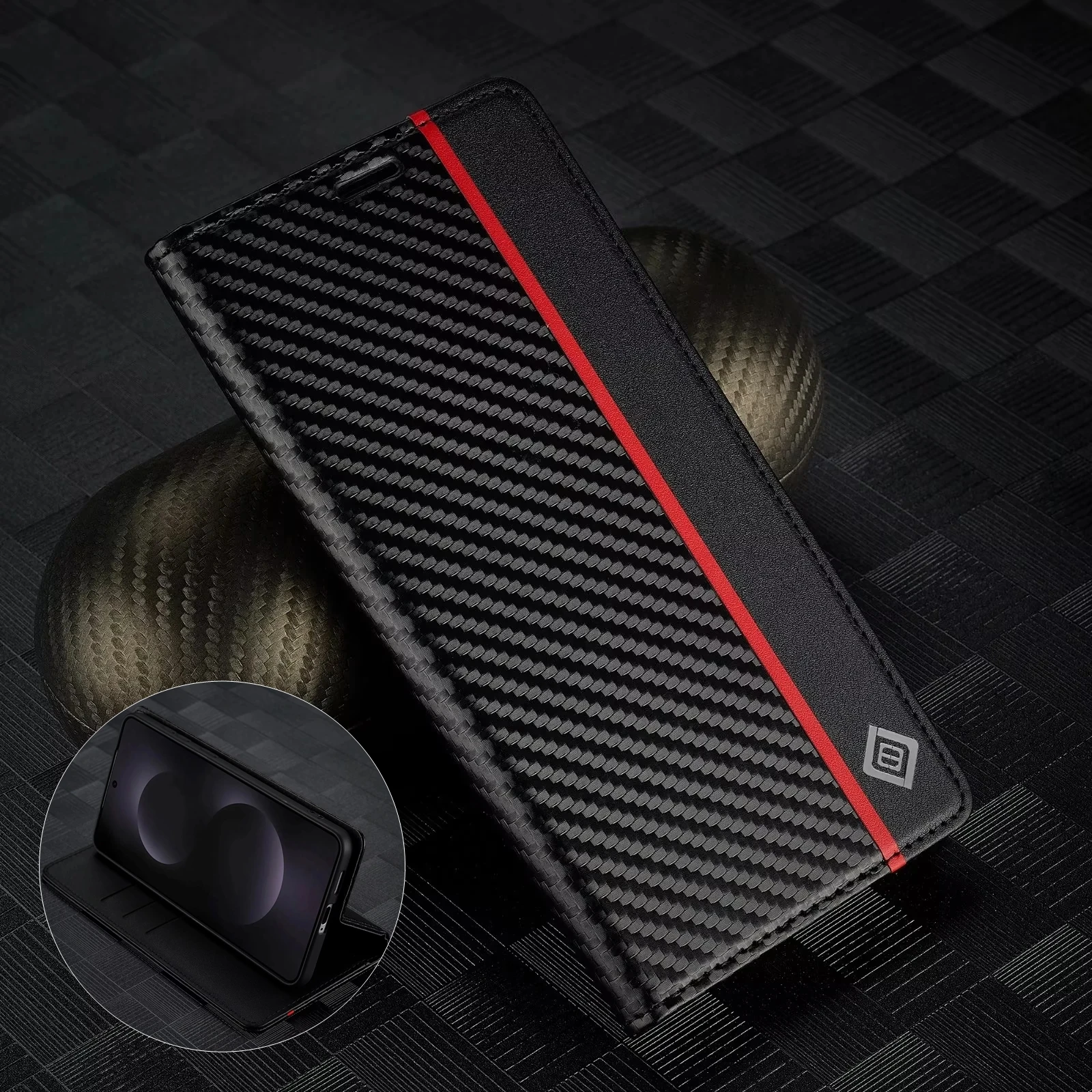 Carbon Fiber Leather Case for Xiaomi 14T 13T 12T 11T 11 Lite Mi Redmi Note 14 13 12S 11S Pro Plus Poco X5 X4 Pro X3 Wallet Cover
