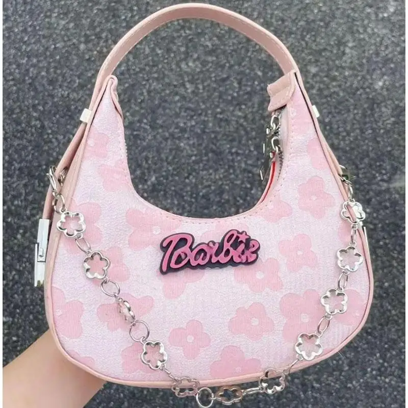 2024 New Kawaii Disney Barbie Bag Shoulder Bag Handbag Axillary Pouch Cute Printed Small Bag Fashion Birthday Gift For Girls