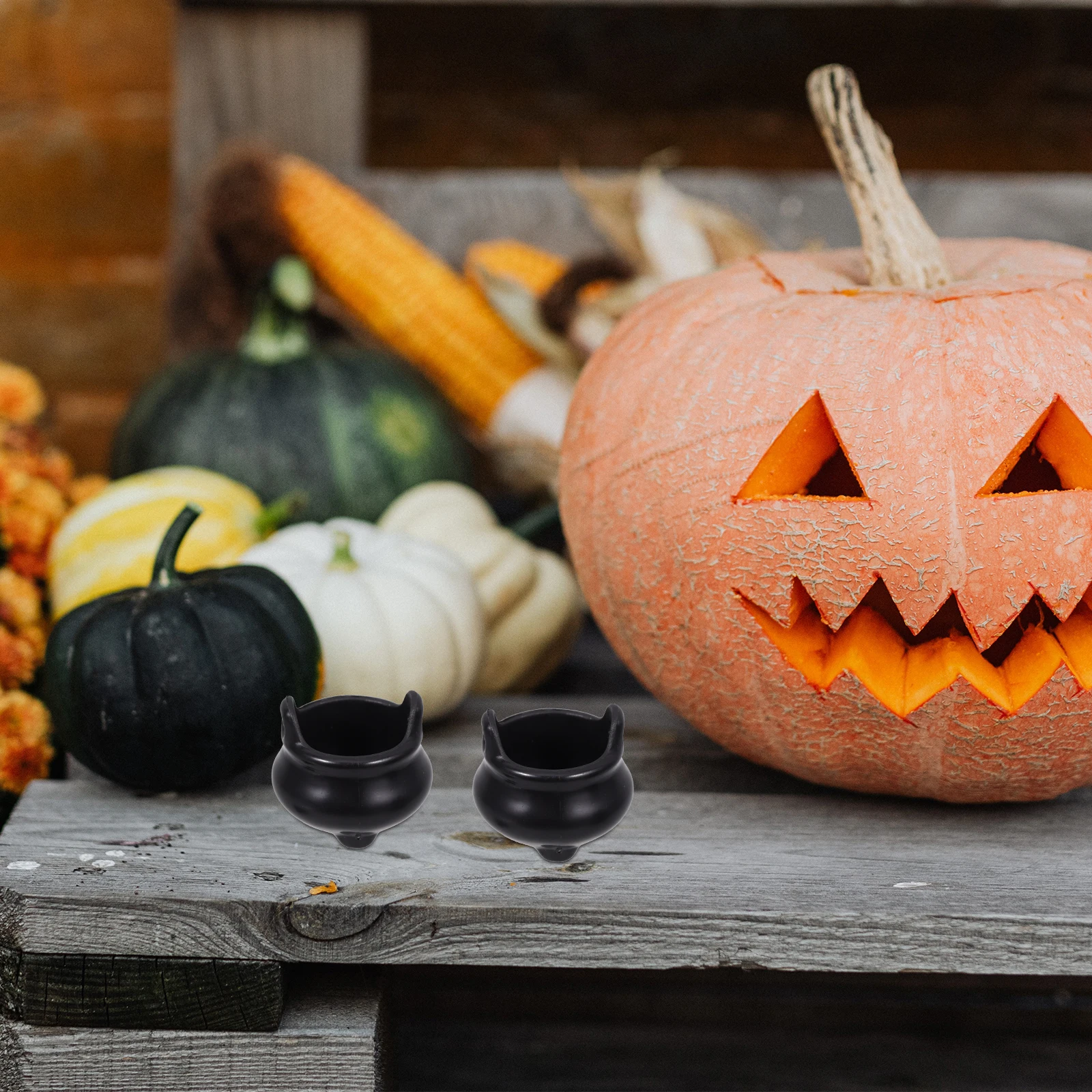 

12pcs Cauldron Decor Halloween Plastic Cauldron Miniatures For Crafts Party Decor Micro Landscape Ornaments