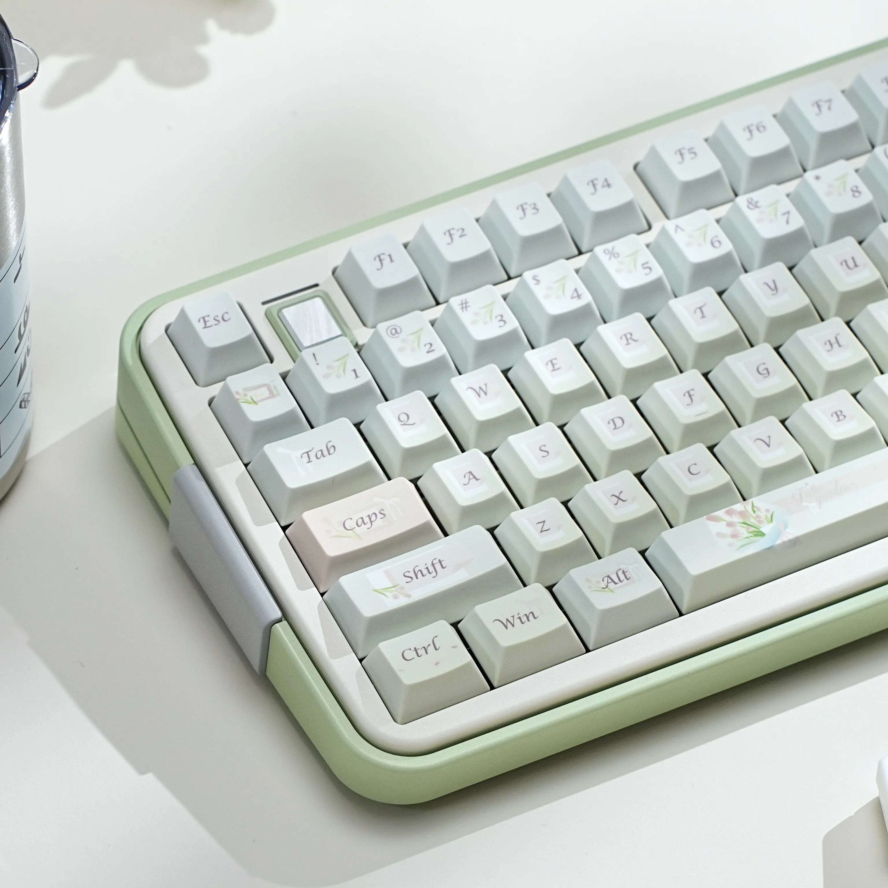 

Колпачки для клавиш Пустой дождь и роса вчера Wind Chime Свежая зеленая вишня Pbt Материал Сублимационные колпачки для клавиш