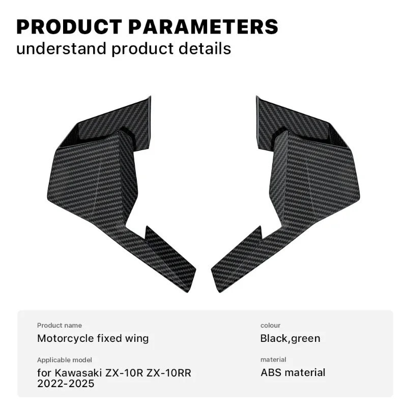 for Kawasaki ZX-10R ZX10R 2022-2025 Winglet Spoiler Fairing Fixed Wing ZX 10RR Ultra Light wings Motorcycle Accessories