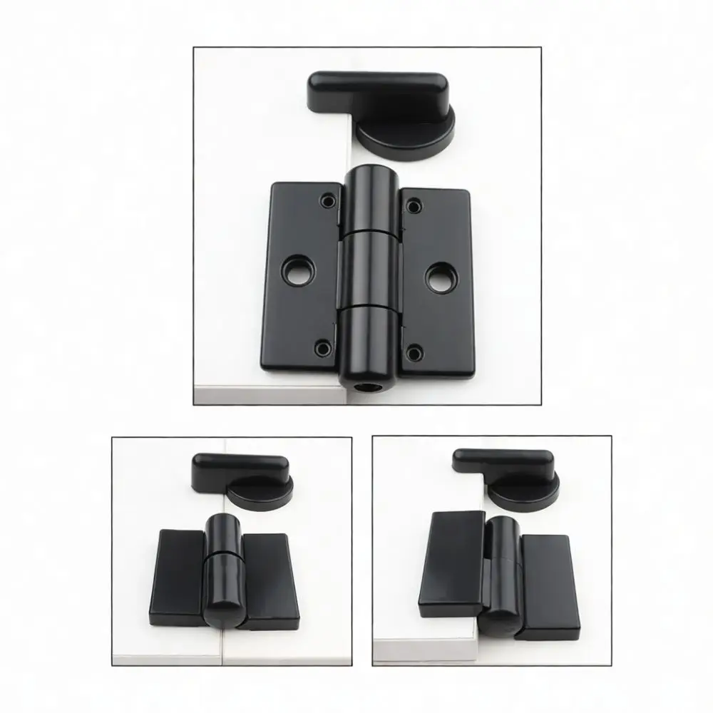 Premium Black Nylon Toilet Cubicle Hardware Set Support Foot Hinge Indicator Latch Corner Bracket Commercial Restroom