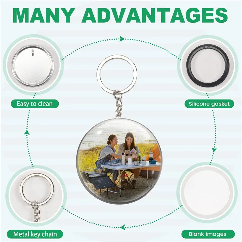 J1UL1N Button Maker Keychains Supplies,58Mm/2.25 Inch Pin Making Kit For Button Maker Machine,Metal Button Badge Sets