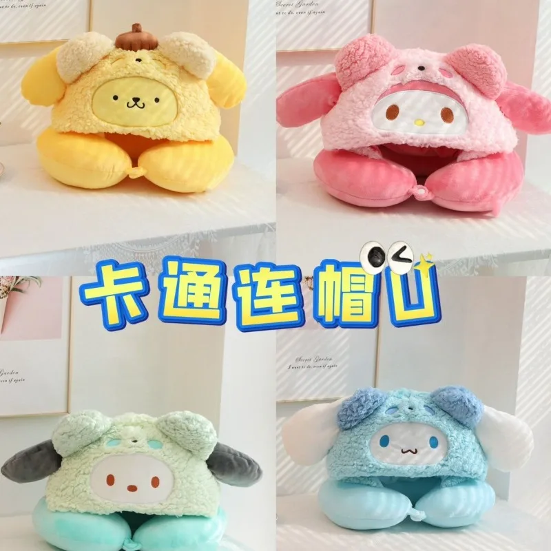 

Cinnamoroll My Melody Anime Kawaii Ins Fashion Neck Pillow Cute Cartoon Pochacco Travel Hooded Office Nap Pillow Gifts for Kids