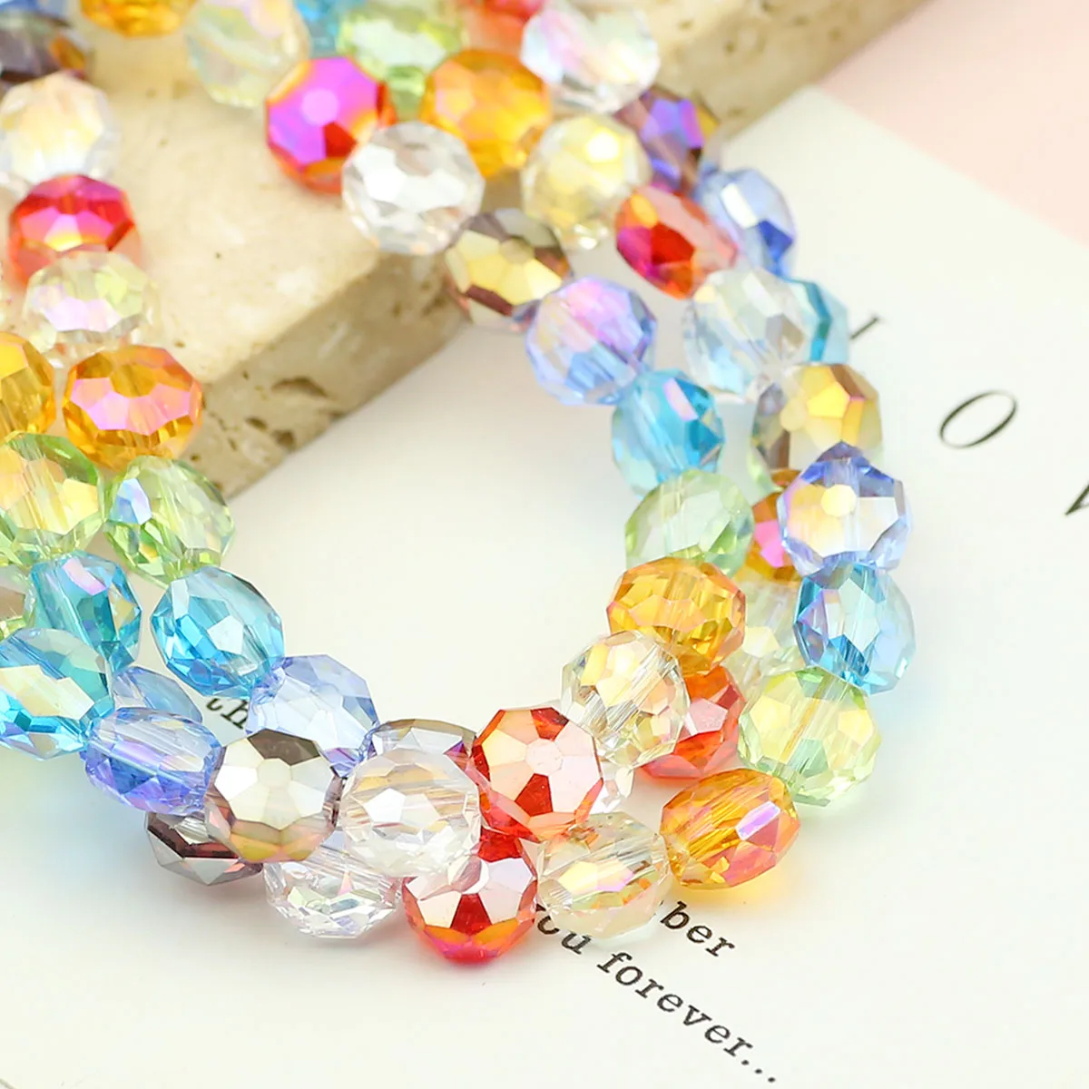 8mm 51 Stück AB Farbe Tschechische Kristall Spacer Perlen Facettierte Radförmige Glas Lose Perlen Für DIY Schmuck Machen Armbänder Halsketten