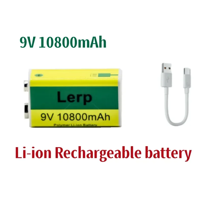 Rechargeable Lithium-ion Battery with Multimeter, Mini USB Toy, Microphone, Remote Control, KTVuse, New, 9V, 10800mAh, 2024