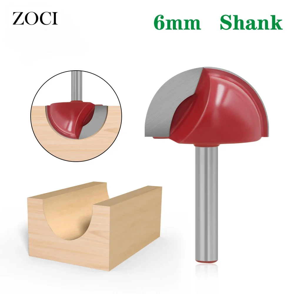 6mm Shank Ball Nose End Mill Semi-circular Milling Cutter Round Bottom Cove CNC Bit Carving Machine Woodworking Router Bit