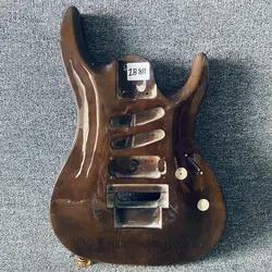 IB811 7 Strings Electric Guitar Body Floyd Rose Bridge DIY Guitar Parts Solid Wood Brown Color SSH Pickups with Damages for DIY