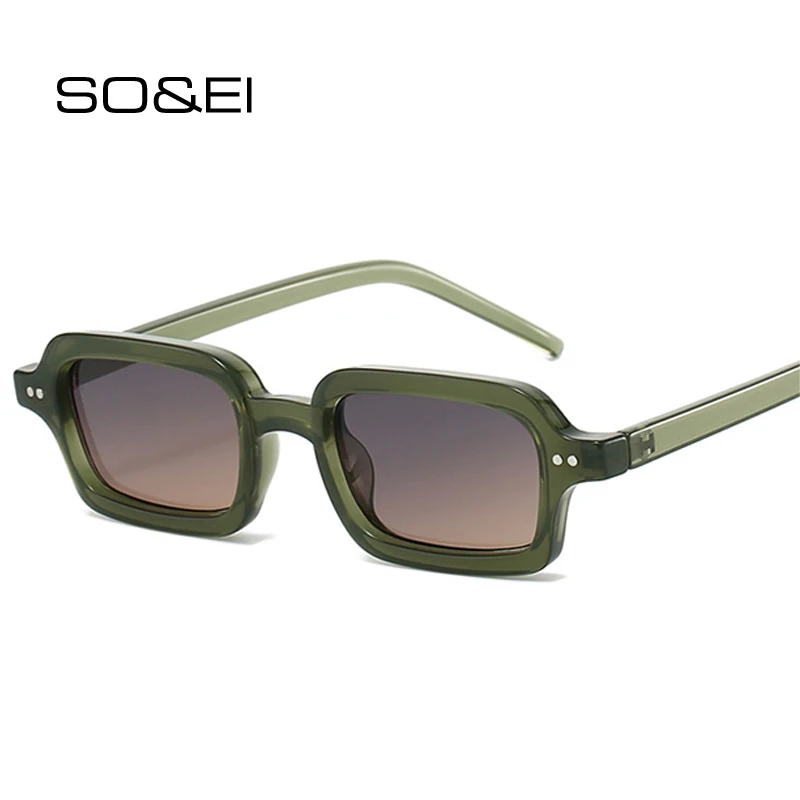 SO & EI جديد صغير مستطيل هلام اللون النساء النظارات الشمسية موضة التدرج ظلال UV400 الرجال المسامير فاسق نظارات شمسية #1