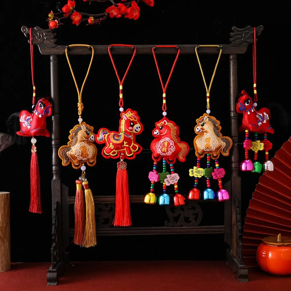 Chinese Red Chinese New Year Incense Packet with Tassel Embroidered Spring Festival Bell Pendant Festival Atmosphere Portable