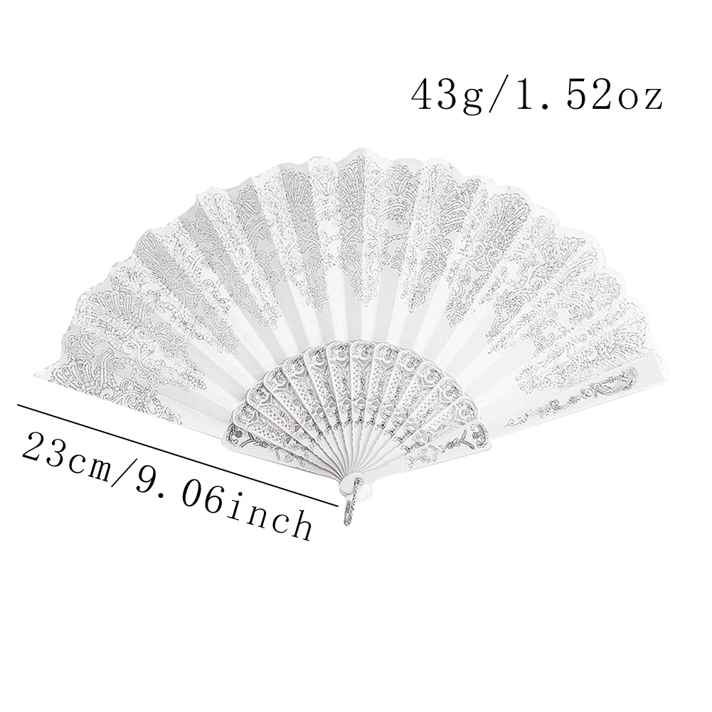 1pc Spanish Printing Folding Fan Silvery Sprinkled Gold Glitter Powder Hand Fan for Living Room Wall Decoration Crafts Ornaments