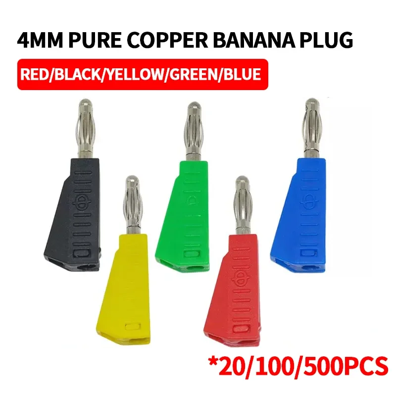 

20Pcs 4mm Banana Plug Pure Copper Nickel-Plated Gun Lantern Type Can Be Inserted High-Voltage Connector Test Welding Insulation