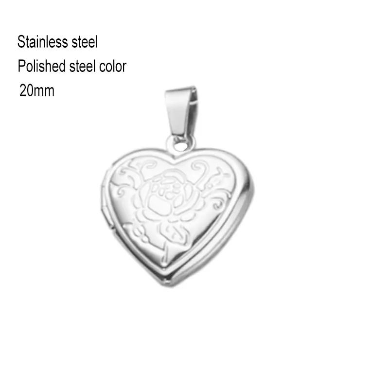 Everfast 10pc DIY 20mm 30mm Heart Locket Stainless Steel Pendant Charms Jewelry Men Women Mom Girls Making Family Memories Gift