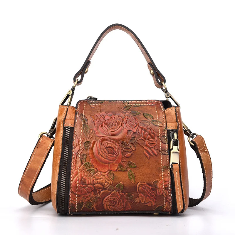 

Women Messenger Shoulder Top Handle Bags Genuine Leather Embossed Luxury Real Cowhide Ladies Tote Bag Female Cross Body Handbag