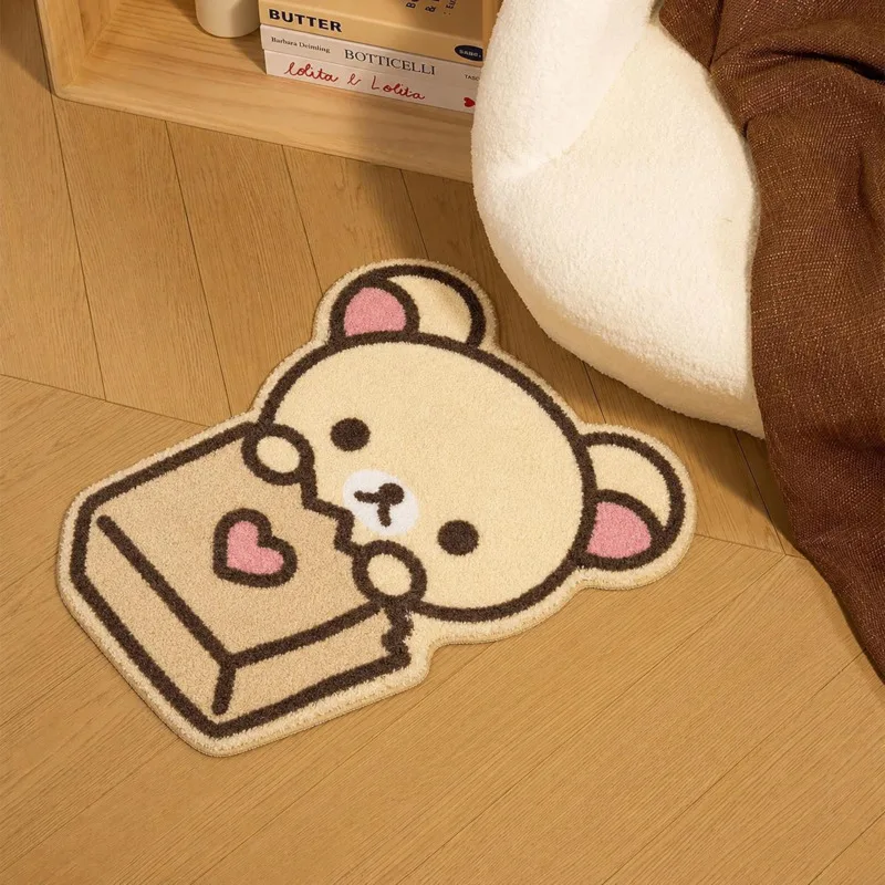 Rilakkuma Thickened Absorbent Plush Floor Mat Cartoon Bear Non Slip Door Rug Bedroom Bathroom Entrance Carpet Bedside Doormat view 4