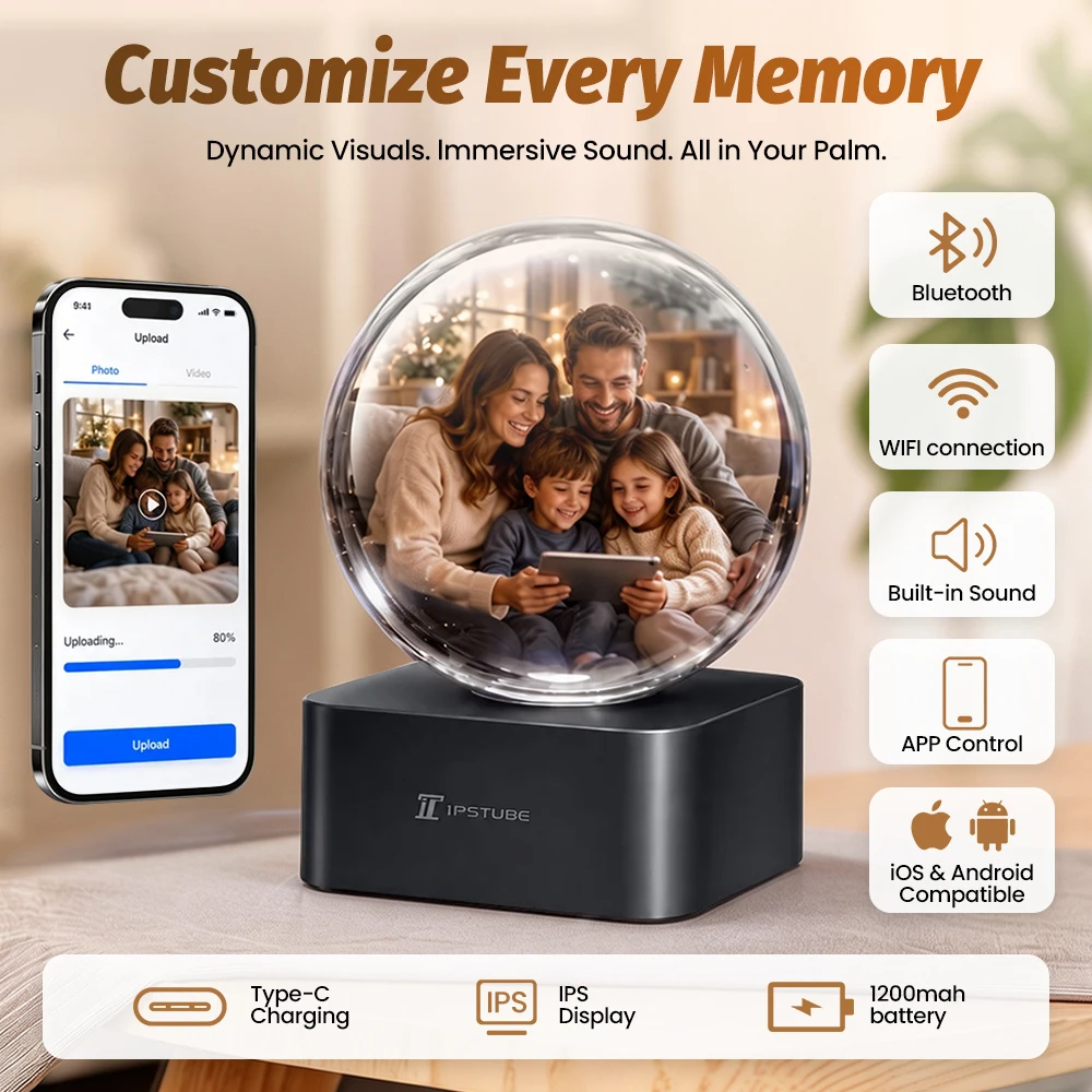 Smart Seeking LCD Display Crystal Time With Night Light Bluetooth Custom Color Screen For Desktop Decor Christmas Gift