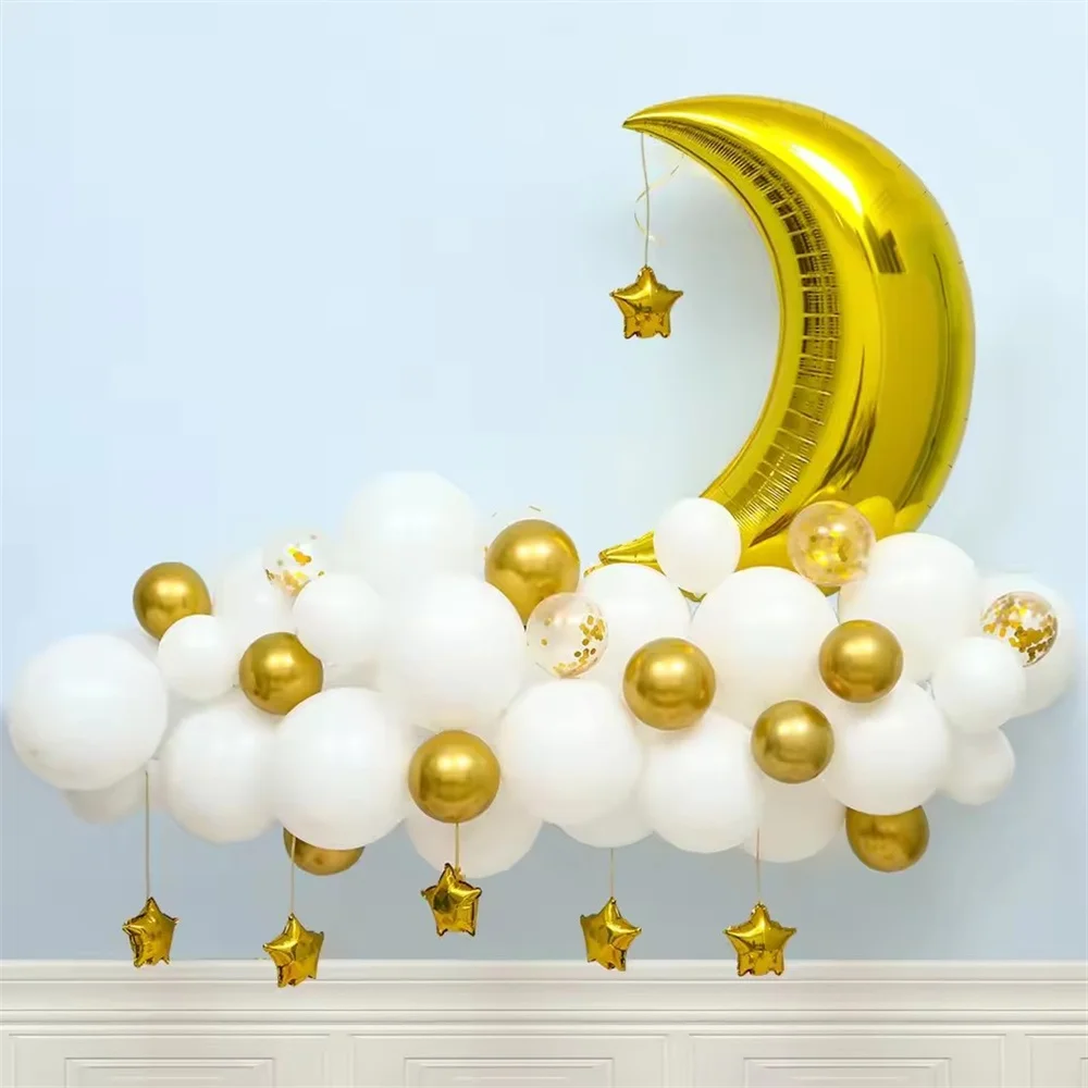 

60Pcs Moon Star Balloon Set for Muslim EID Mubarak Festival Home DIY Decoration Ramadan Kareem Kids Birthday Party Ballon Globos