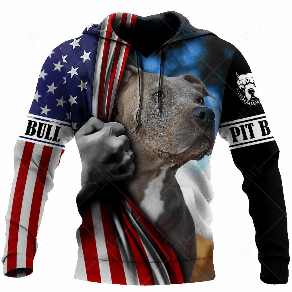 Men's Hoodies Pet Dog Pitbull Hoodies 3D Printing Unisex Adult Tops Autumn Long Sleeve Streetwear Men's Hoodies Clothing