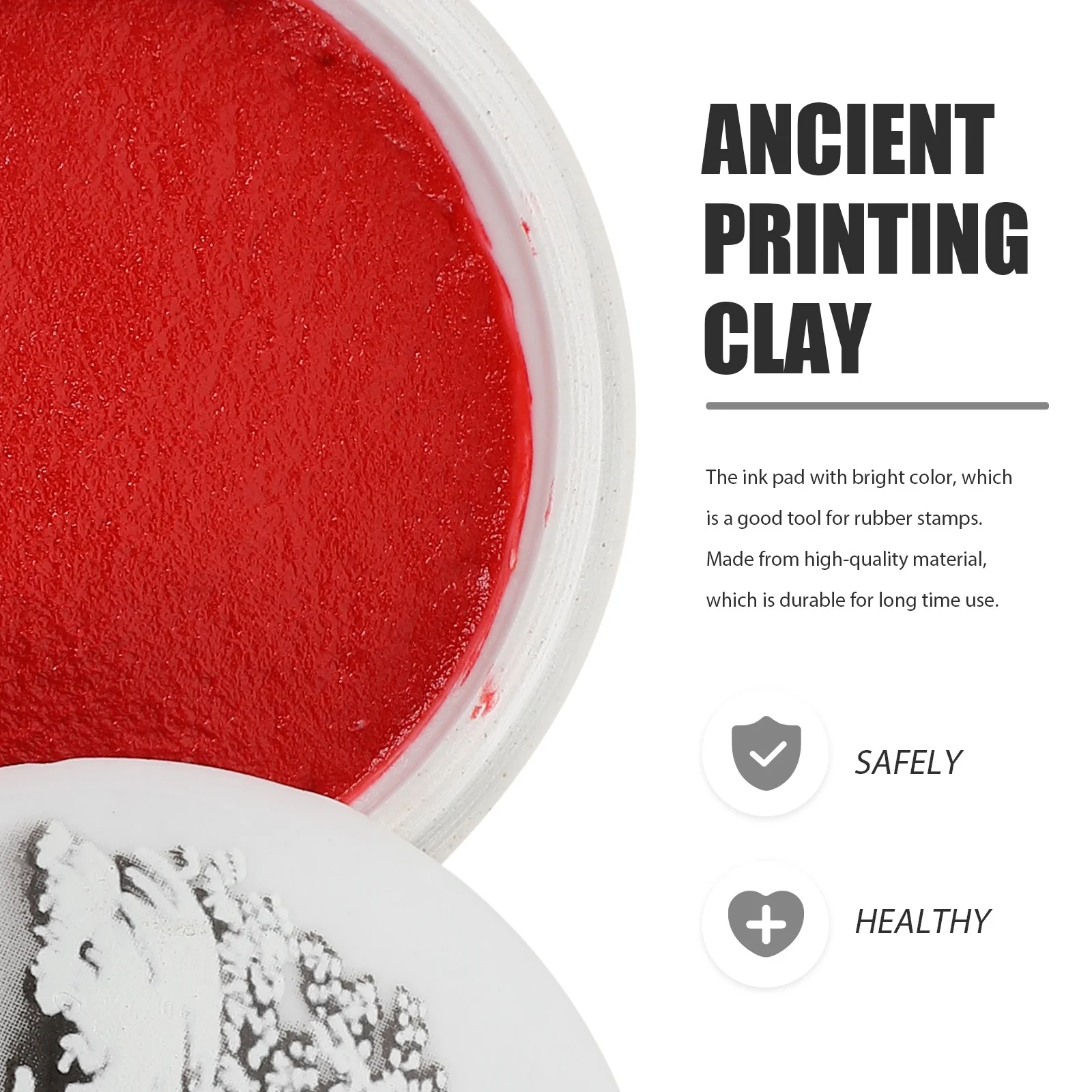 1pc Premium Ink Pad Multi-Purpose Chinese Calligraphy Supply Red Inkpad With Ceramic Box For Diy Painting Craft Scrapbook